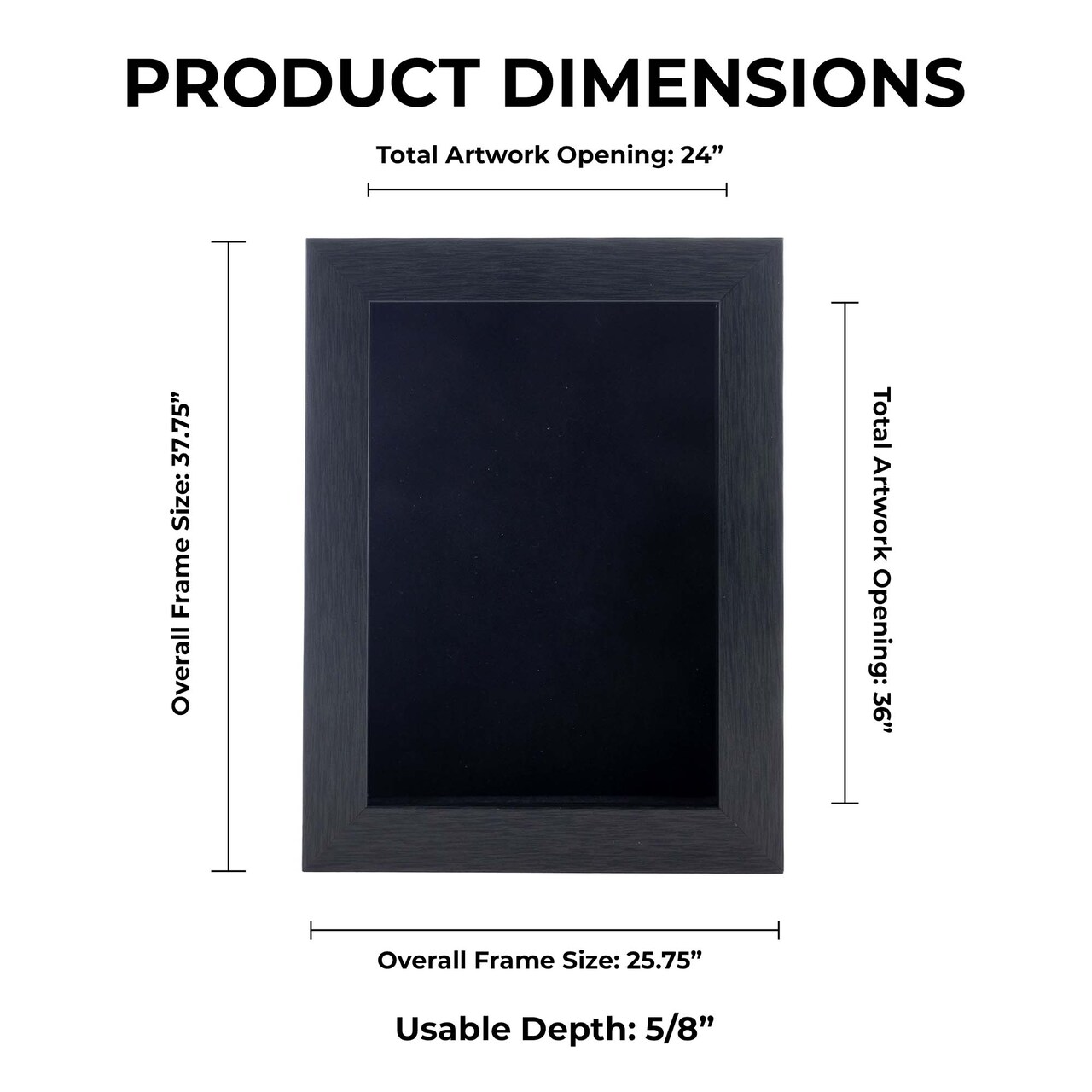 Elegant Charcoal Wood Shadow Box Frame with Acrylic Front - Black Suede Backing, 30 Sizes